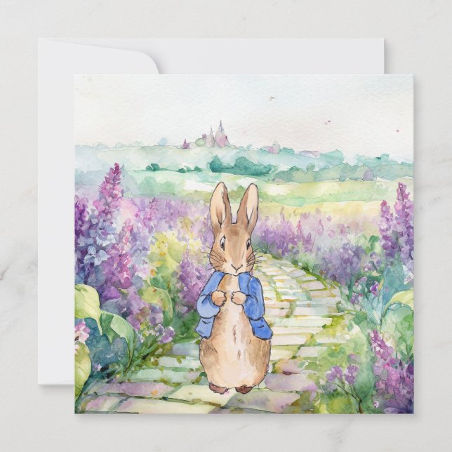 Pierre le lapin avec lilas aquarelle (Devant)