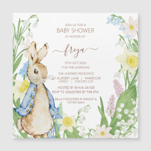 Pierre le lapin Printemps fleurs Baby shower bleu