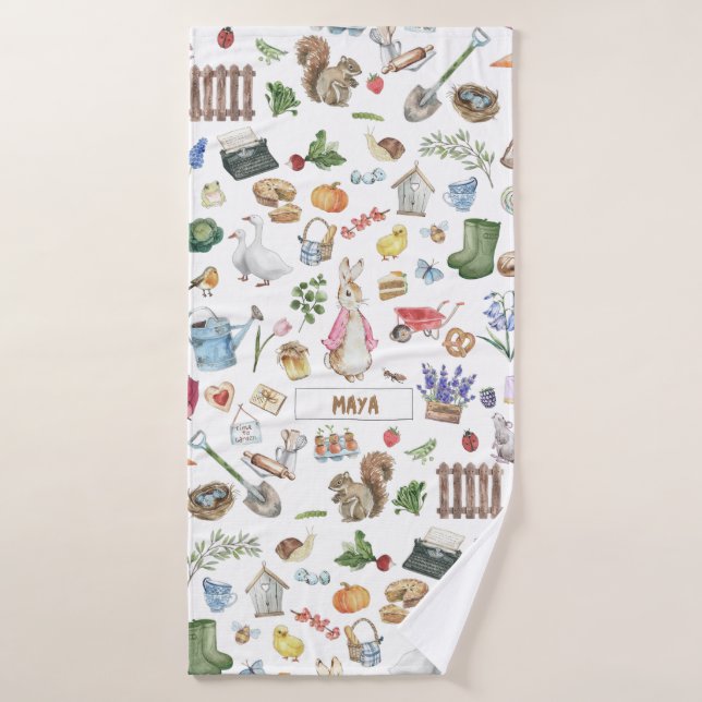 Pierre rose et lapin (Serviette de bain)