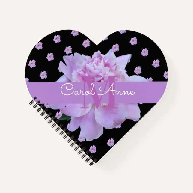 Pierre rose Fleur violet Monogramme Carnet noir (Devant)