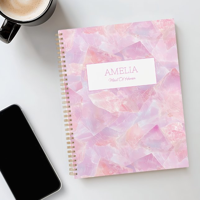 Pierre rose moderne Simple Nom personnalisé simple (Modern Pink Gemstone Simple Custom Name Undated Planner)