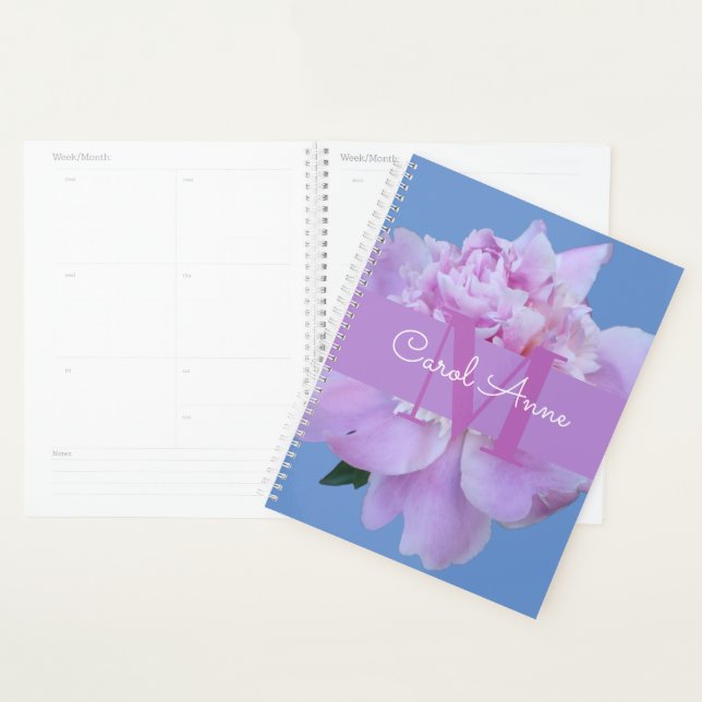 Pierre rose violet Monogramme Floral (Devant avec enveloppe)