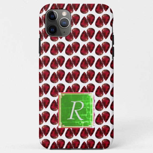Pierre rouge à poires coque iphone rubis avec mono (Dos)