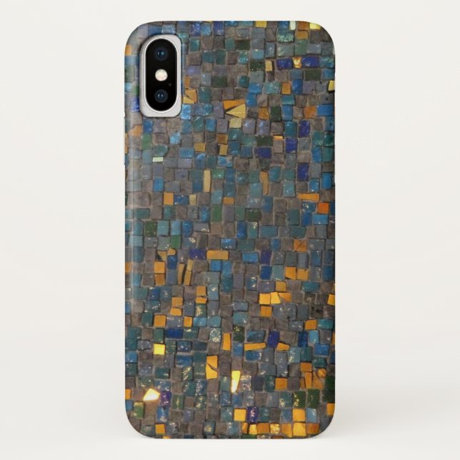 Pierres mosaïques en bleu et or iPhone / coque ipa (Dos)