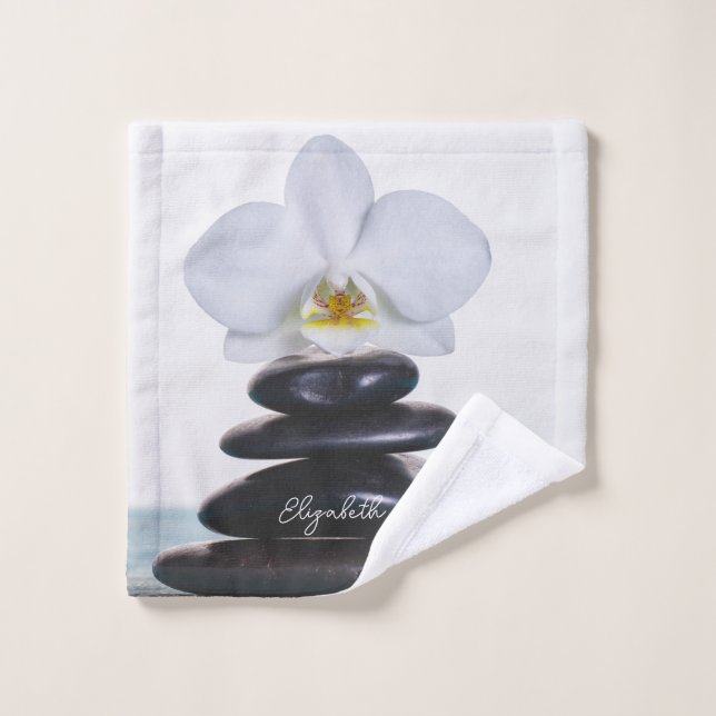 Pierres zen Orchidée blanche (Gant de toilette)