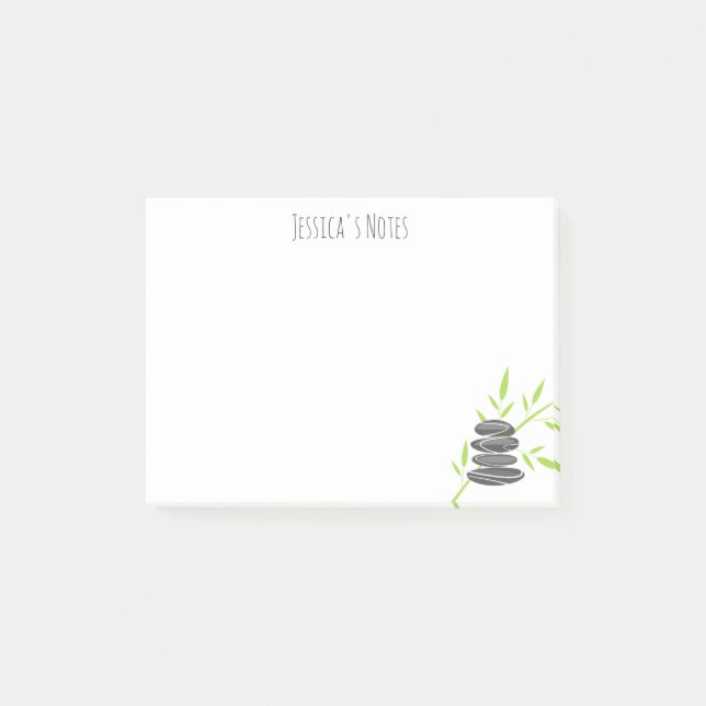 Pierres zen personnalisées et notes Post-it® en ba (Devant)