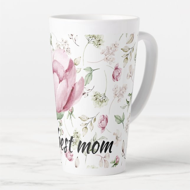 Pies roses Meilleure maman Latte Mug (Angle droit)