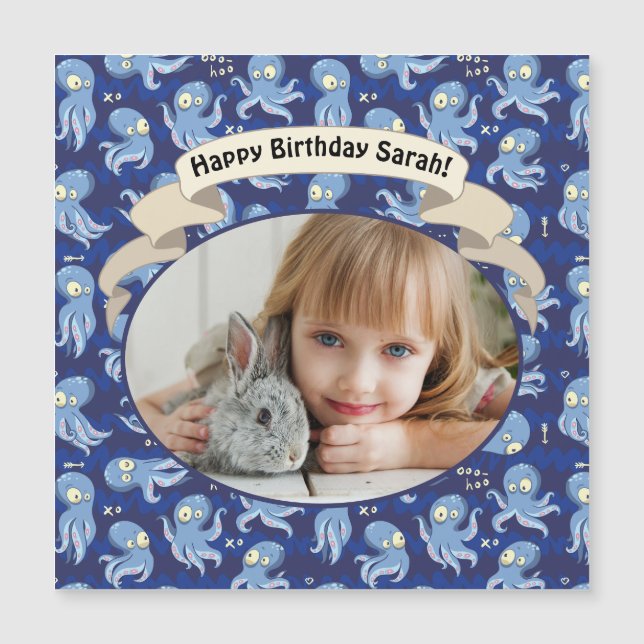 Pieuvre bleue Boo Mignonne Fête d'anniversaire pou (Devant)