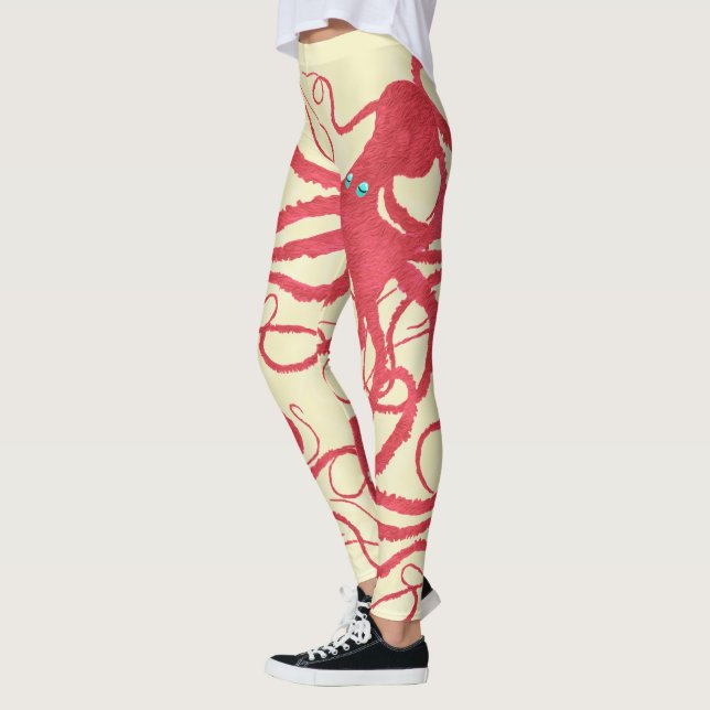 Pieuvre de corail sur la crème - Leggings (Gauche)