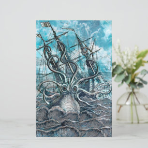 Pieuvre géante Mer Bleue Monstre Voilier