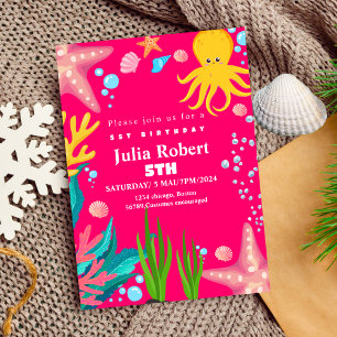 pieuvre Sea Animaux aquarelle invitation