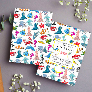 pieuvre Sea Animaux aquarelle invitation