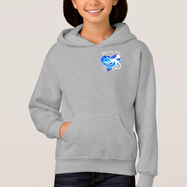 Pieuvre sur deux tons bleu - Sweat - shirt à capuc (Devant)
