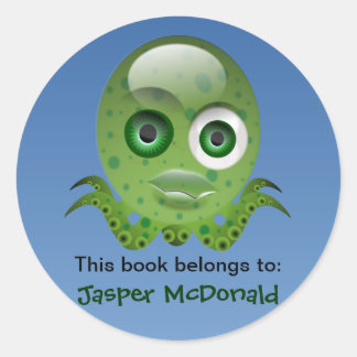 Pieuvre verte Étiquettes personnalisés