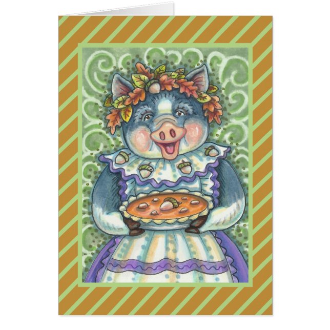 PIG & ACORN PIE THANKSGIVING GREETING CARD Blank (Devant)
