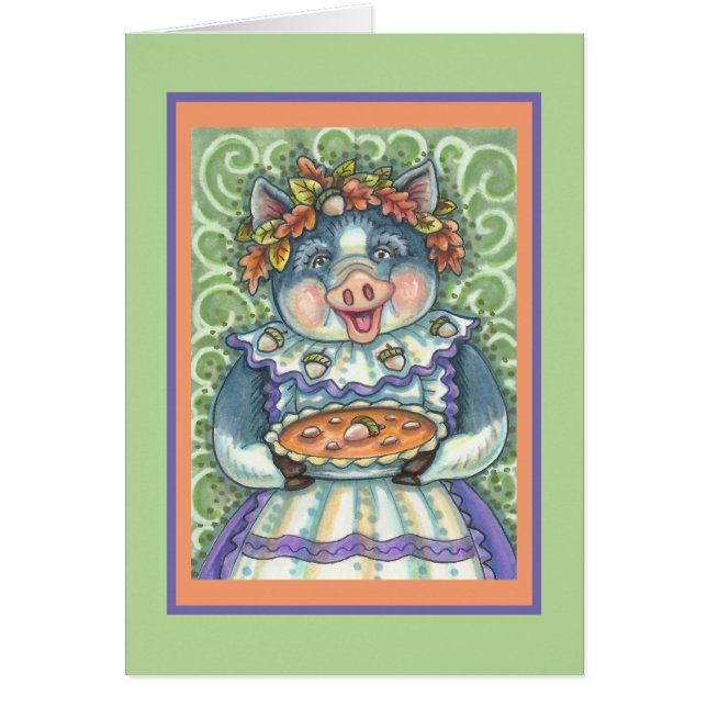 PIG & ACORN PIE THANKSGIVING GREETING CARD Blank (Devant)