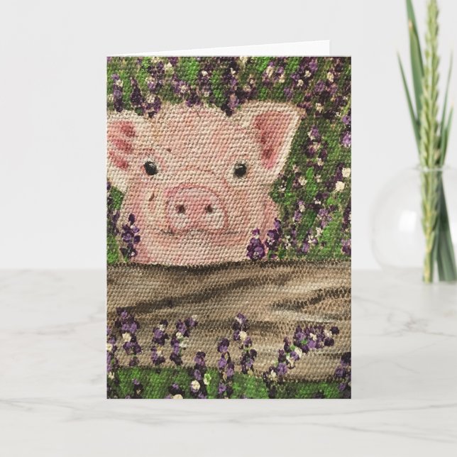 Pig Cacher dans la carte blanche Fleurs (Devant)