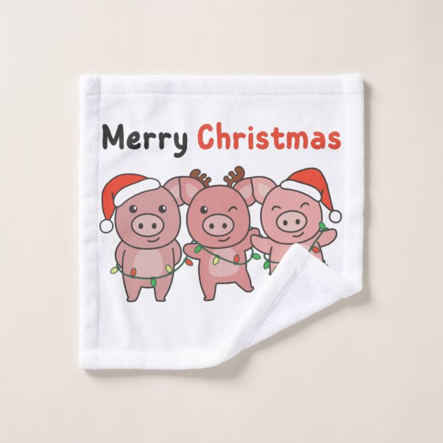Pig Christmas Cute Pigs Merry Christmas (Gant de toilette)