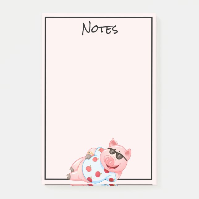 Pig cool dans les lunettes de soleil Notes post-it (Devant)