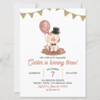 Pig Farm Boy Invitation Anniversaire