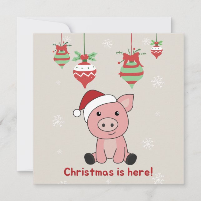 Pig Merry Christmas Animals Pigs Invitation (Devant)