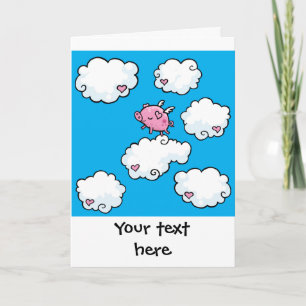 Pig volant danse sur nuages carte personnalisable