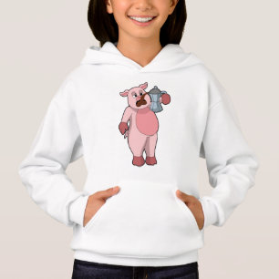 Pig with coffee pot