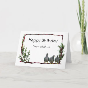 Pigeons sur la carte d'anniversaire de Twig