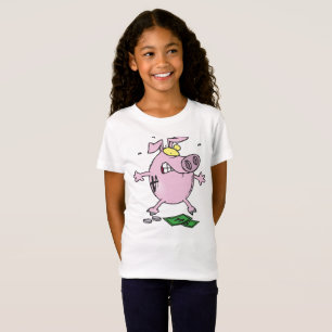 Piggy Bank Rose Avec L'Argent Girls T-shirt
