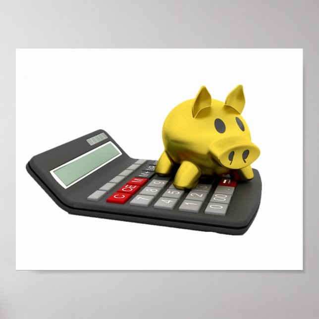 Piggy Bank Sur Une Affiche Calculatrice (Devant)