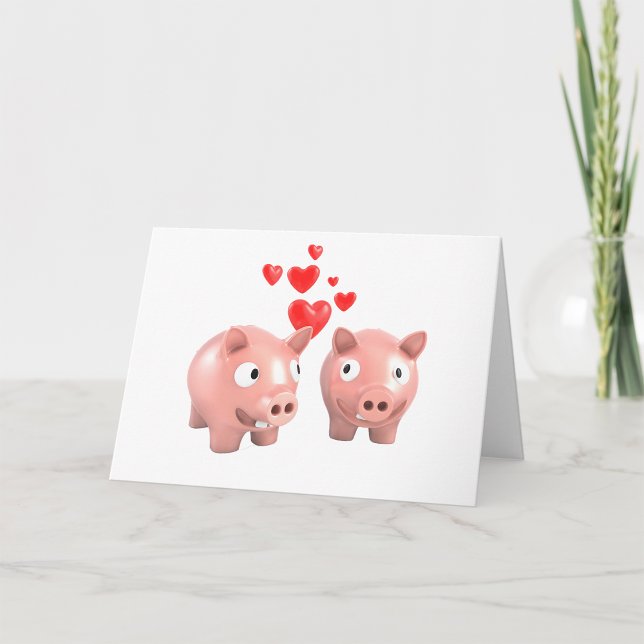 Piggy Banks Dans Love Cartes De Voeux (Créateur téléchargé)