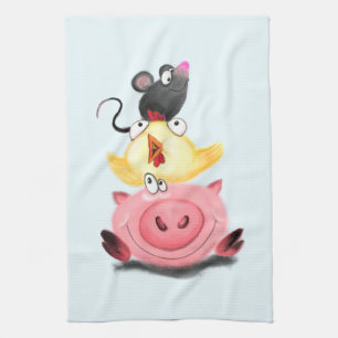 Piggy Chick et souris amis Cuisine Serviette Amusa