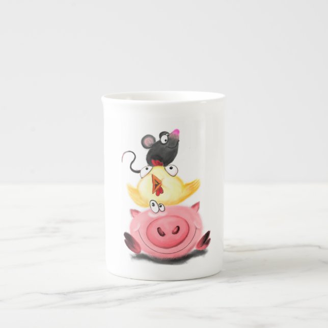 Piggy Chick et souris amis Mug Amusement (Devant)