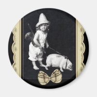 Piggy et moi Photographie Vintage Frigo Magnet