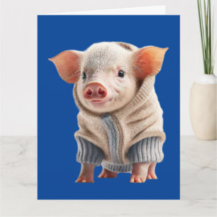 PIGLET DE PORC EN CARTE DE SALUT D'ANNIVERSAIRE SU