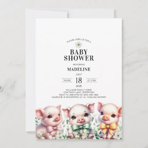Pigs Genre Baby shower Neutre Invitation