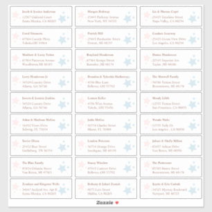 Piink et Blue Stars Étiquettes de adresse invités