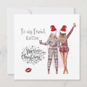 Pijamas de Noël personnalisées Carte de Noël Soeur