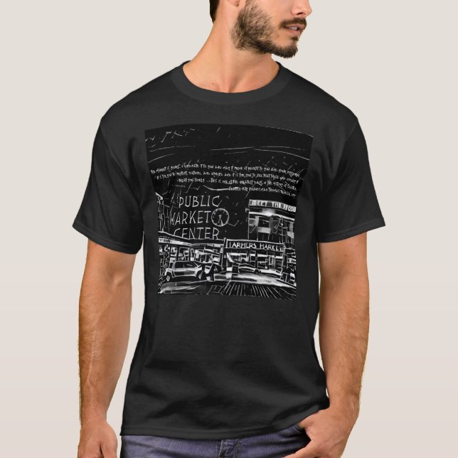 Pike Place Market Black Essential T-Shirt (Devant)