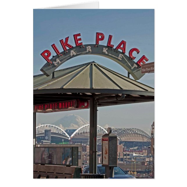 Pike Place Market Mount Rainier Carte d'art encadr (Devant)