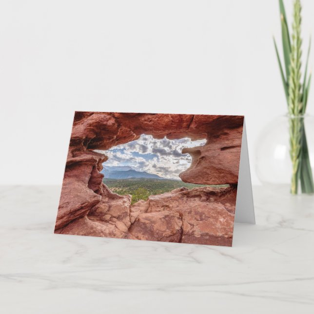 Pikes Peak À Travers Un Trou De Rocher Carte De Vo (Devant)