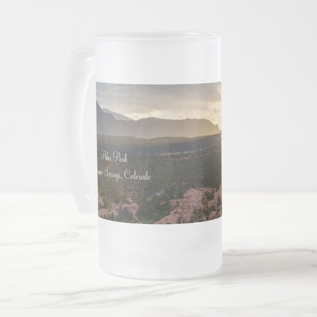 Pikes Peak Coucher de soleil Haze Frosted Beer Mug (Devant gauche)