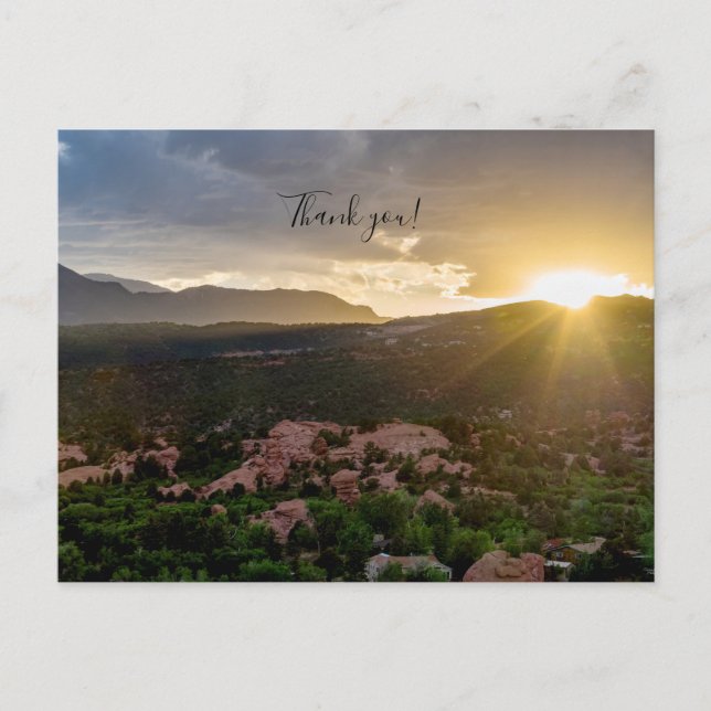 Pikes Peak Sunset Haze Merci Carte Postale (Devant)