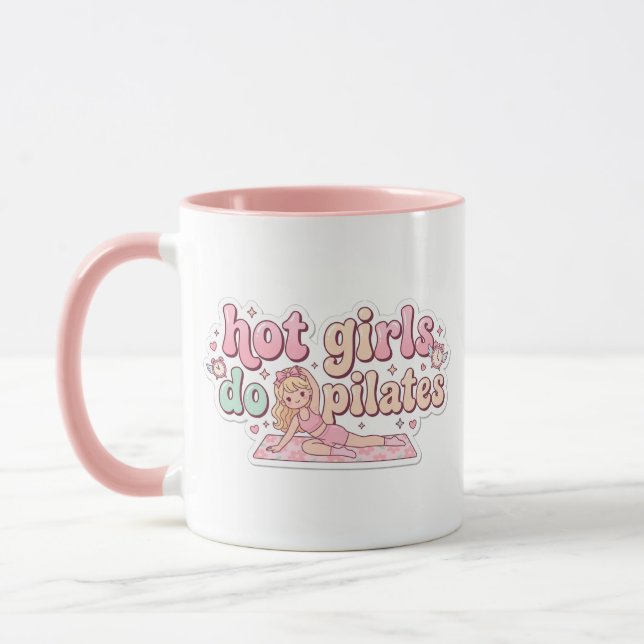 Pilates Girl Gift Pink Girly Fitness Mug (Gauche)