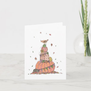 Pile Citrouille d'automne avec carte de poulet