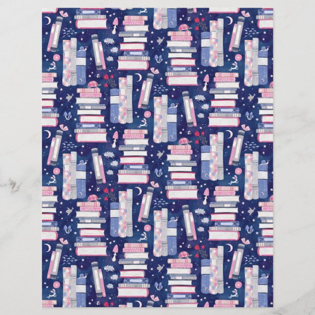 Pile de contes de livres Papier de scrapbook bleu (Devant)