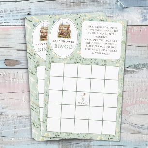 Pile de livres baby shower "Bingo cadeau" feuille