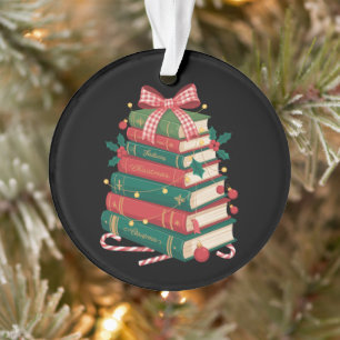 Pile de livres de Noël Ruban de noeud de houx Lect