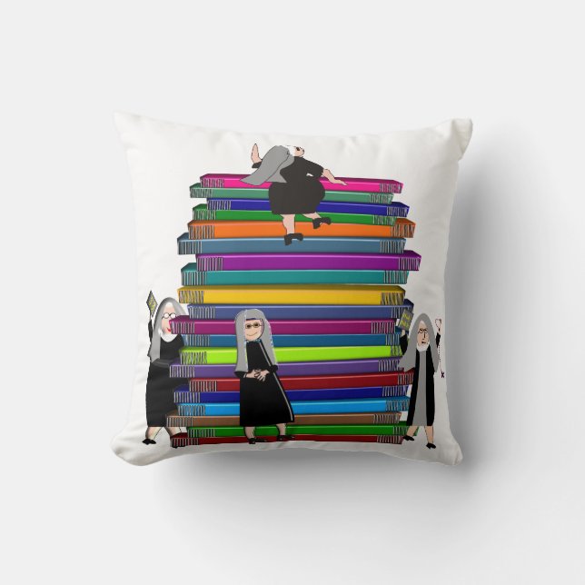Pile de soeurs catholiques de livres Coussin d'art (Recto)