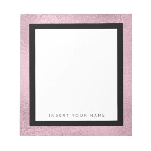 Pile or rose et Bloc-notes à bordure noire 5,5 pou